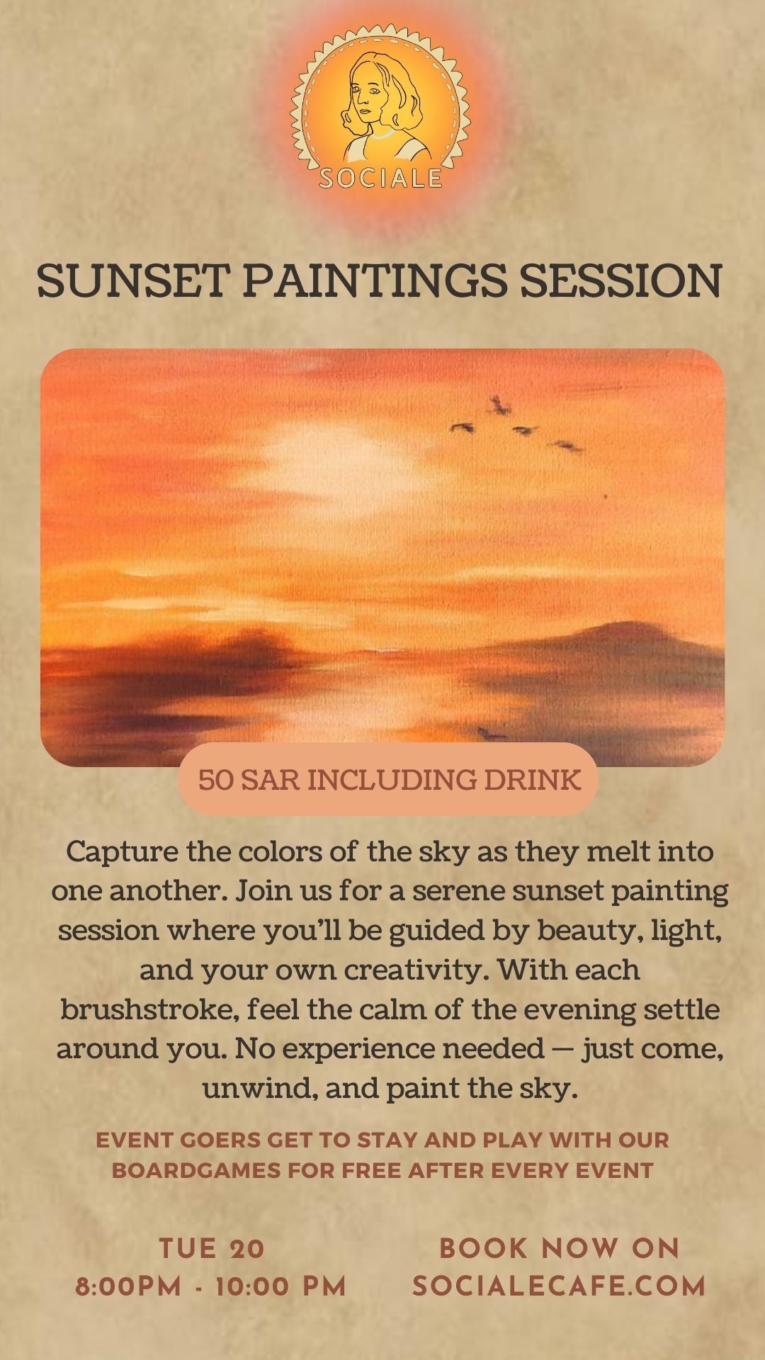 Sunset Painting Session Tuesday, May 20 | 8PM – 10PM