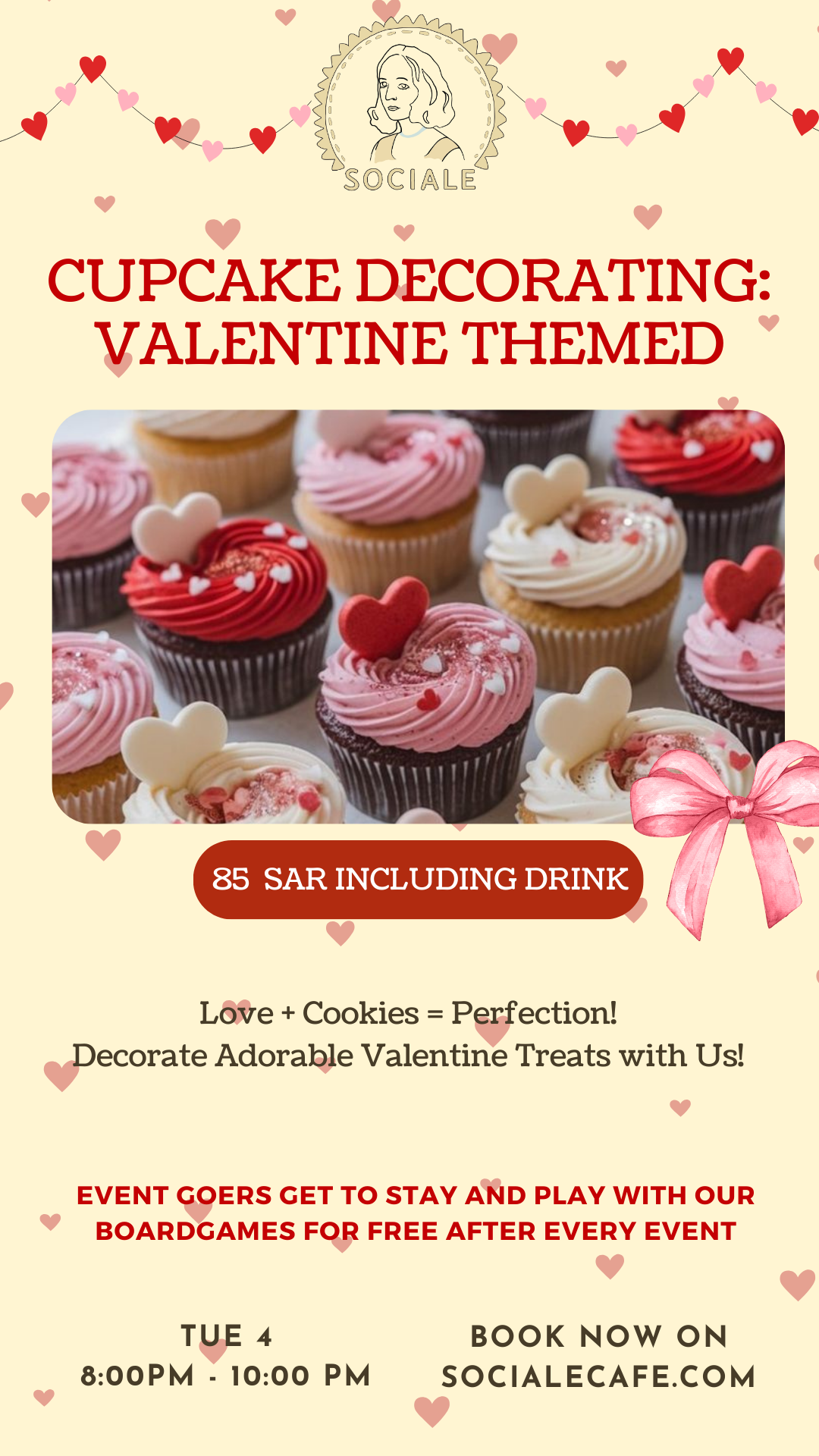 Cupcake Decorating: Valentine Themed INCL 1 Drink, Tue 4th, 8 PM to 10 PM